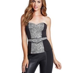 Guess strap-less snake-print corset top